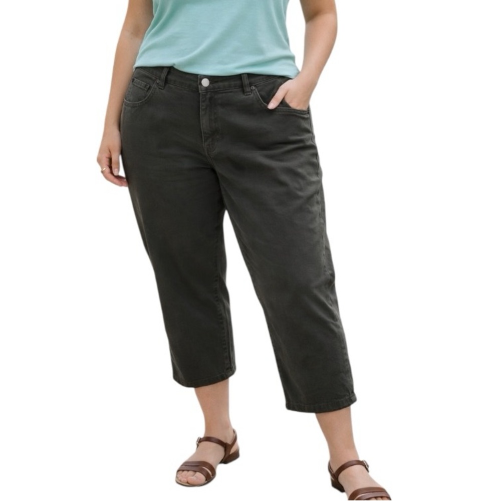 Slink Jeans 16 Curvy Cropped Green Casual Pants Plus Size